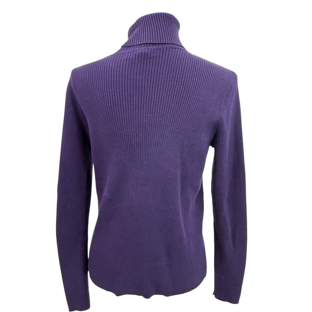 Lauren Ralph Lauren Womens Ribbed Turtleneck Sweater Purple Long Sleeve Y2K Med - Picture 6 of 7